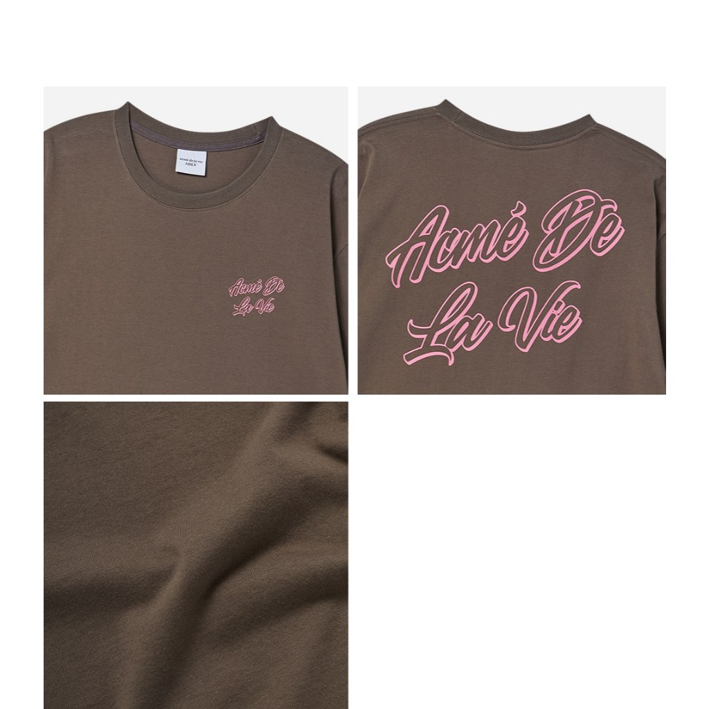 ADLV [acme de la vie] เสื้อยืด Oversize รุ่น Outline Script Logo Short Sleeve T-Shirt Brown