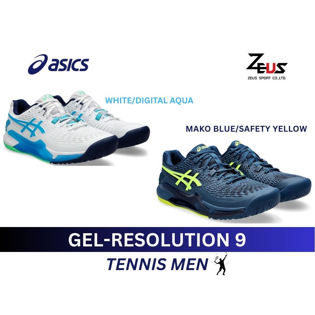 ASICS GEL-RESOLUTION 9 รองเท้าเทนนิสผู้ชาย สินค้าลิขสิทธิ์แท้ 100% [บริการส่งฟรี ทั่วประเทศ]