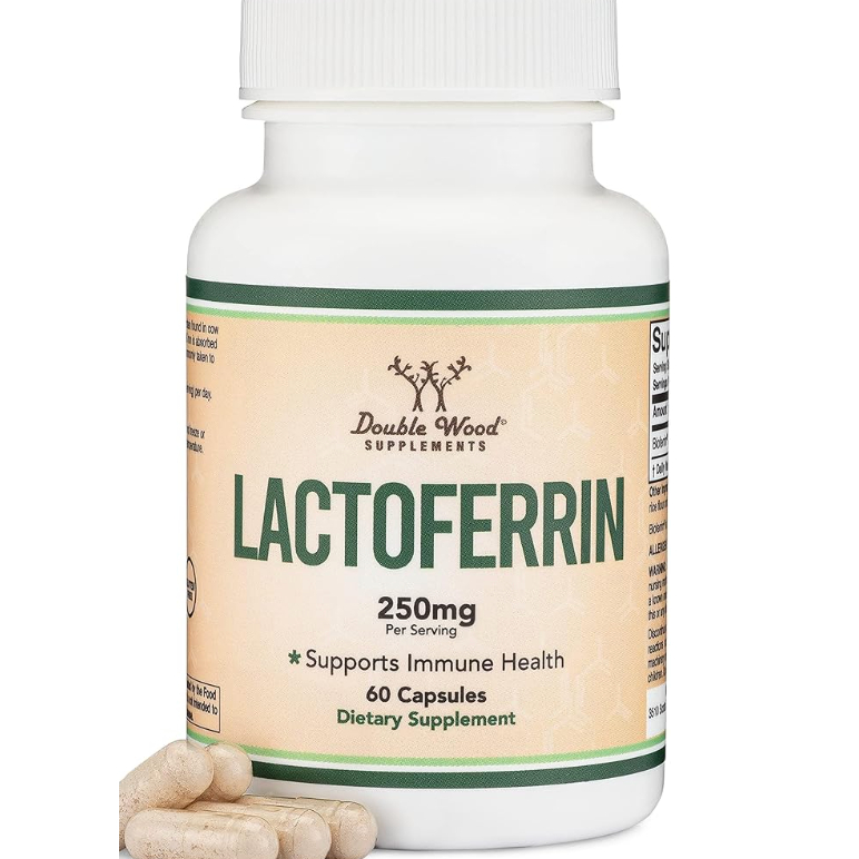 Double Wood Lactoferrin 250mg per Serving (60 Capsules) Patented Bioferrin Lactoferrin - Superior Ir