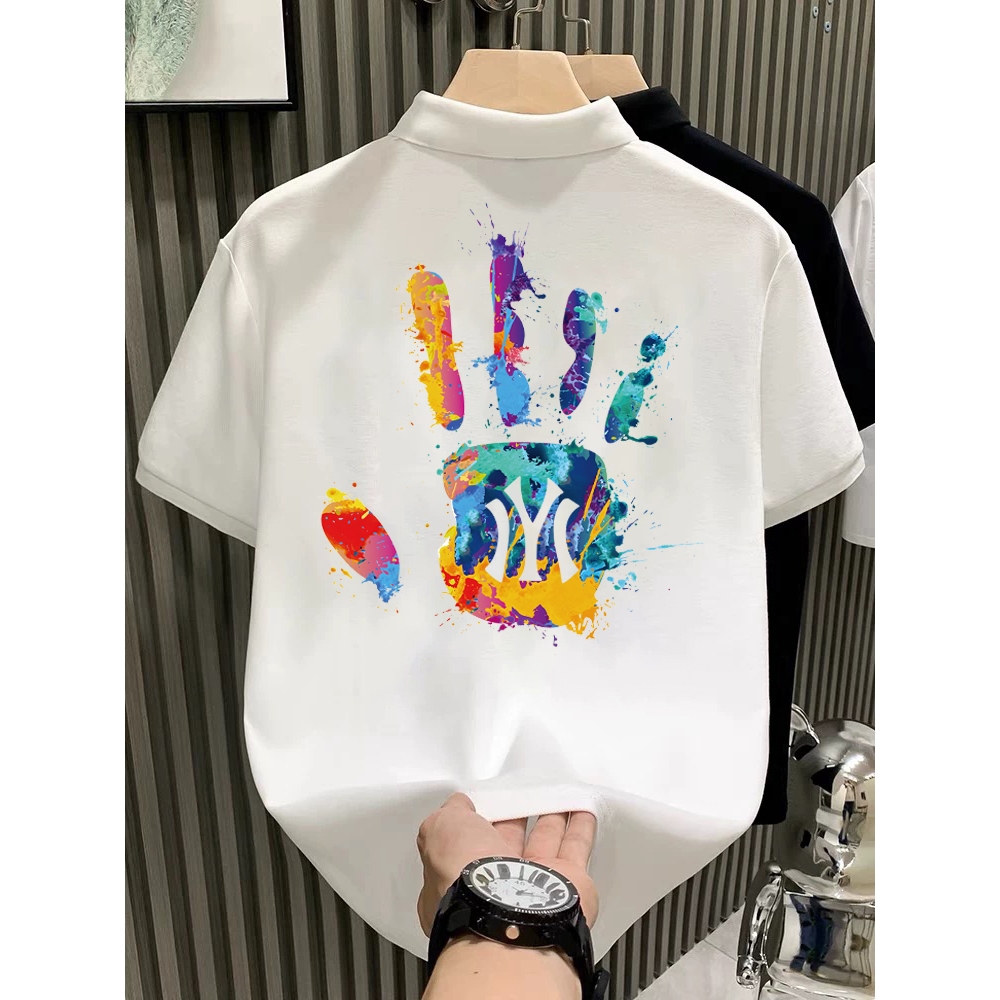Basi💥POLO คอปก เสื้อโปโลผู้ชาย ลาย Colored palms IYI นุ่ม และระบายอากาศ ไม่หดตัวลาย เกรดพรีเมียม ผ้า 📦พร้อมส่ง