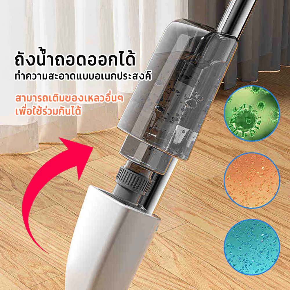 ไม้ถูพื้นสเปรย์ ไม้ถูพื้น Spray Mop ไม้ม๊อบ ม๊อบดันฝุ่น ไม้ถูแบบดันฝุ่น หมุนได้ 360 องศา thumbnail 6