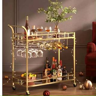 รถเข็นชั้นวางของแก้ว+ขวดไวน์รถเข็นเครื่องดื่ม แก้วไวน์+ขวดไว…