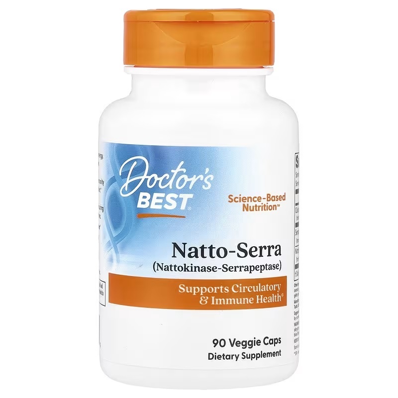 Natto-Serra 90 Veggie Caps, Doctor's Best,  Natto Serra นัตโต๊ะ-ซีร่า
