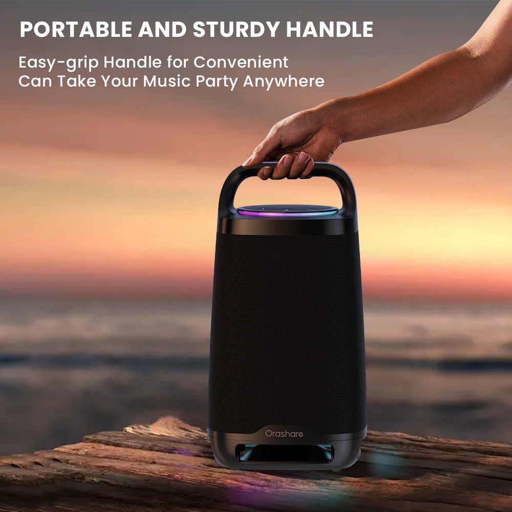 Orashare BS21 PartyBox ลำโพงบลูทูธพร้อมไฟ RGB เสียงทรงพลัง 80W ลำโพงปาร์ตี้ขนาดใหญ่5000mAhเล่นเพลงได้ ​​8 ชั่วโมง​​