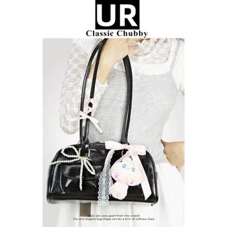 UR BAG กระเป๋าหนังพียู กระเป๋าถือ ทรง stan oil สายจิ๋ว
