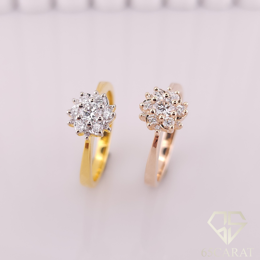 65carat แหวนเพชรล้อม ฝังเพชรกลมดีไซน์เกลียว เพชรรวม38ตัง น้ำ98-100 รหัสRI650059