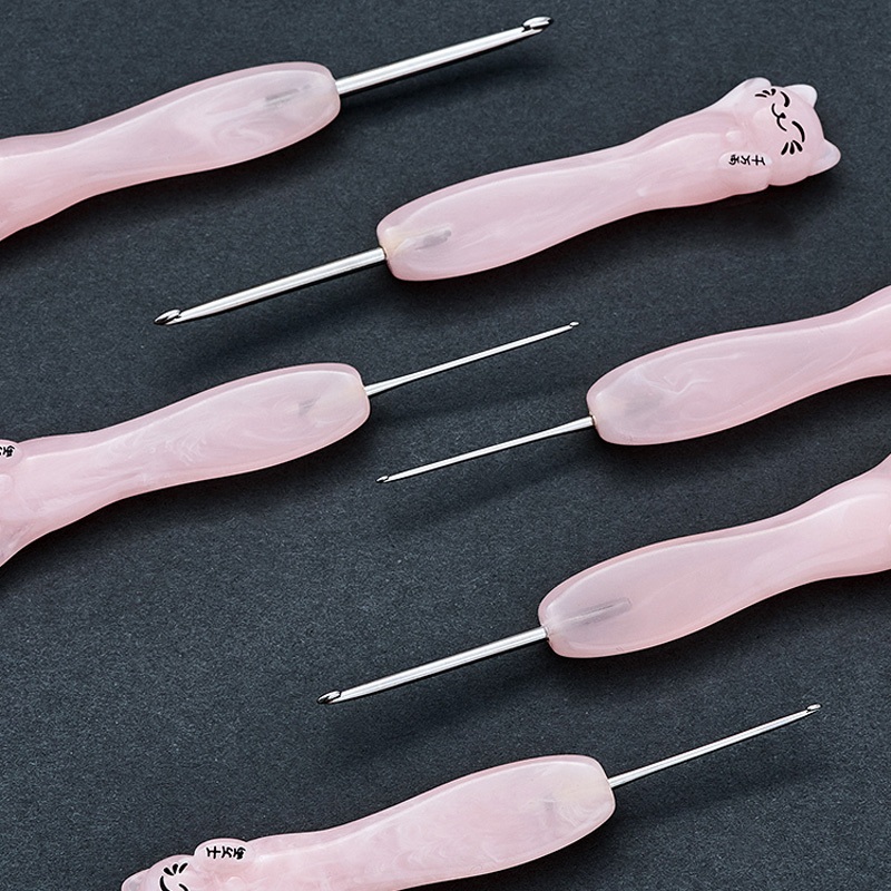 โครเชต์แมวเหมียว ด้ามเรซิ่น จับถนัดมือ พร้อมส่ง