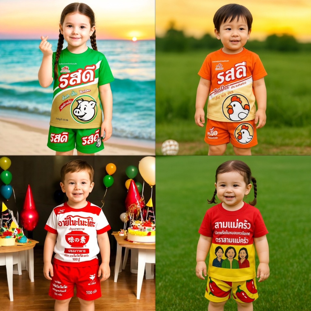 ชุดเด็กมีแขน ลายเครื่องปรุง S-3XL พร้อมส่ง เด็กผู้ชาย เด็กหญิงใส่ได้ พร้อมส่ง