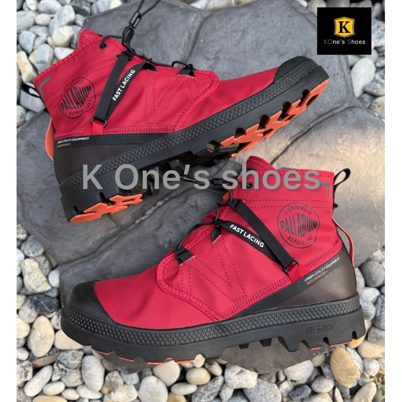 PAMPA TRAVEL LITE+ WATERPROOF สีแดง รองเท้าหุ้มข้อ ผ้ากันน้ำ รีไซเคิล