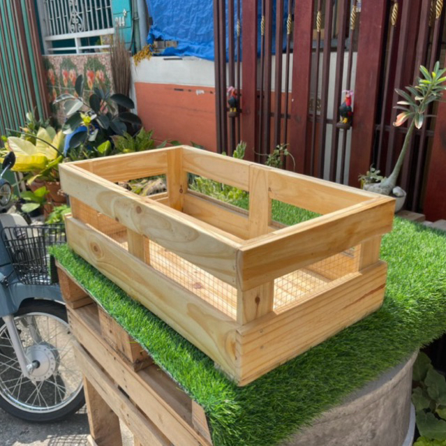 บ้านเต่าซูคาต้านเต่าบก กระบะ ไม้สนนอก 40x74x20 cm.