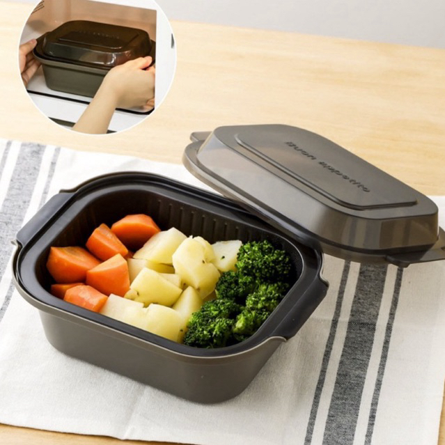 กล่องนึ่งผักเพื่อสุขภาพ นึ่งง่าย รวดเร็วด้วยเตาไมโครเวฟ  Kitinto steamed vegetables Maker
