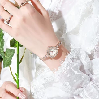 นาฬิกาข้อมือควอตซ์ สายแสตลเลส ประดับเพชร ปฏิทิน แฟชั่นโรมัน สําหรับหญิง