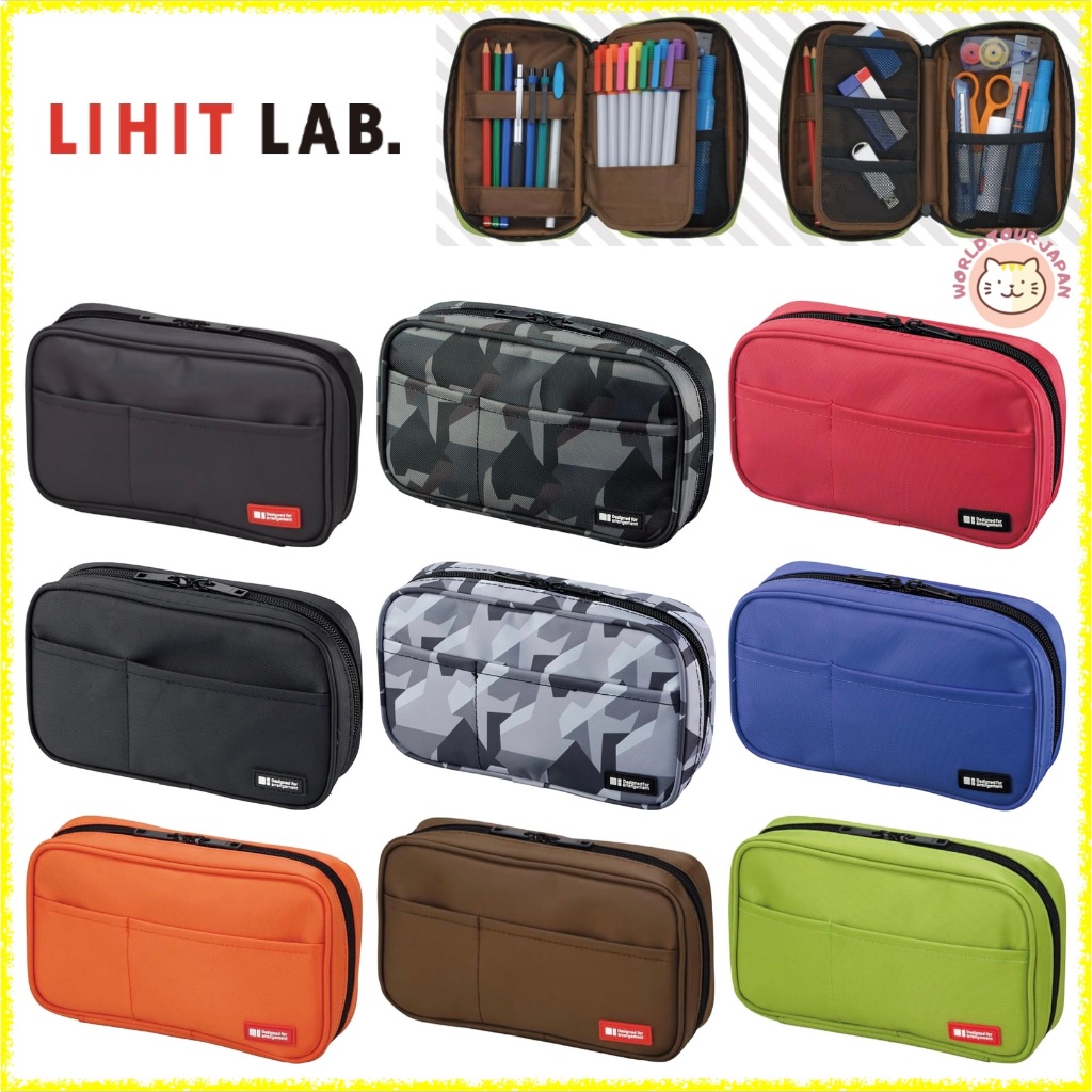 LIHIT LAB / A7551 / Soft Zip Pen Case ( Book Type ) / Holds 12 to 14 pens / 200 x 120 x 50 mm / Polyester / JAPAN Brand [ DIRECT FROM JAPAN ]