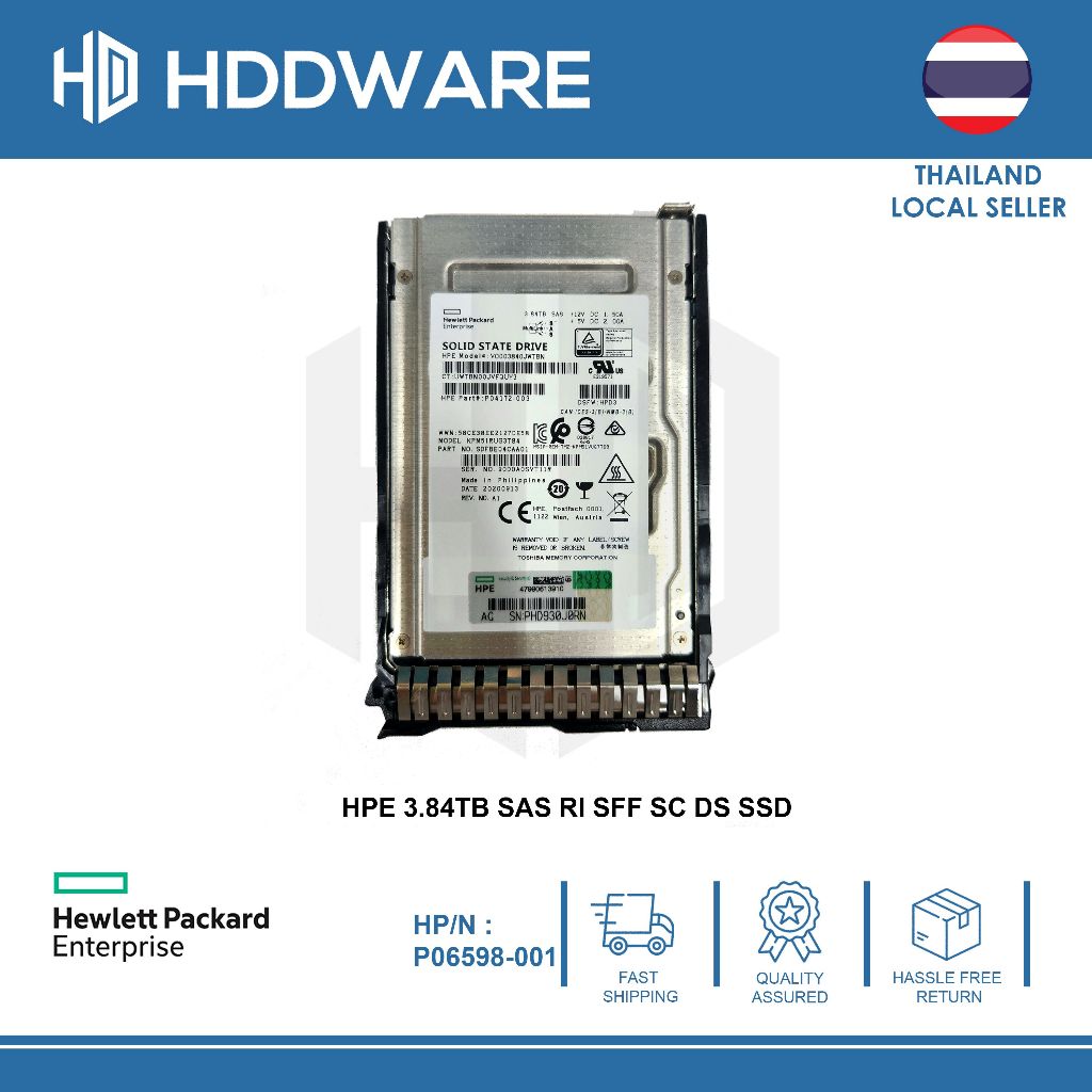 HPE 3.84TB SAS RI SFF SC DS SSD // P06598-001 // P04521-B21 // P04172-003 // VO003840JWTBN
