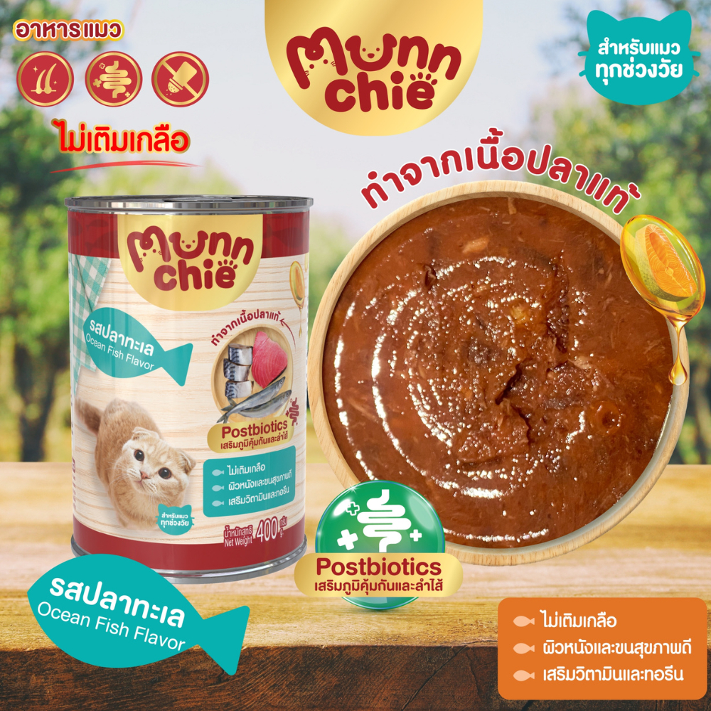 4กระป๋อง100✅ Munnchie (มันชี่) อาหารเปียกแมวกระป๋อง ไม่เติมเกลือ คุณภาพดี ราคาคุ้มค่า สำหรับแมวทุกช่วงวัย 400g. - รูปที่ 3