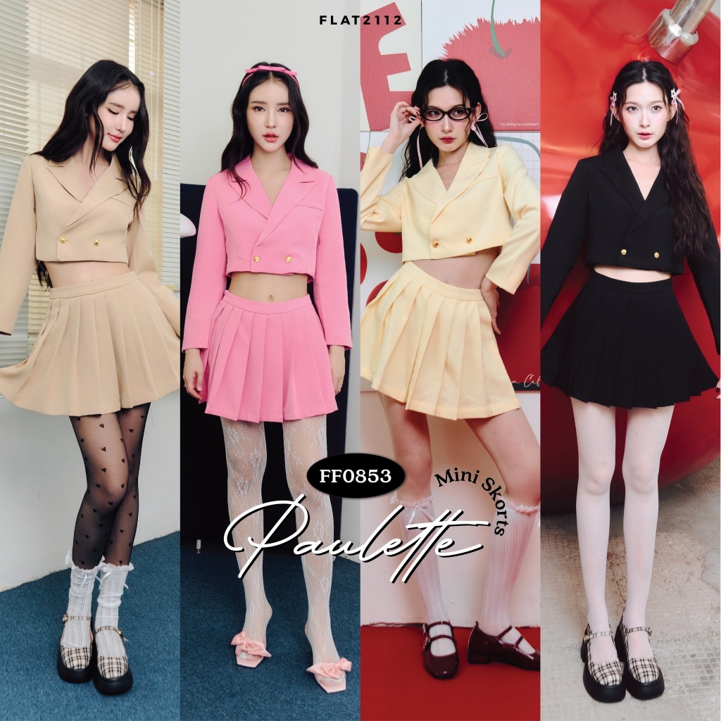 FLAT2112 FF0853 : PAULETTE MINI SKORTS กระโปรงสั้น กระโปรง กระโปรงเทนนิส ชุดทำงาน ชุดออกงาน
