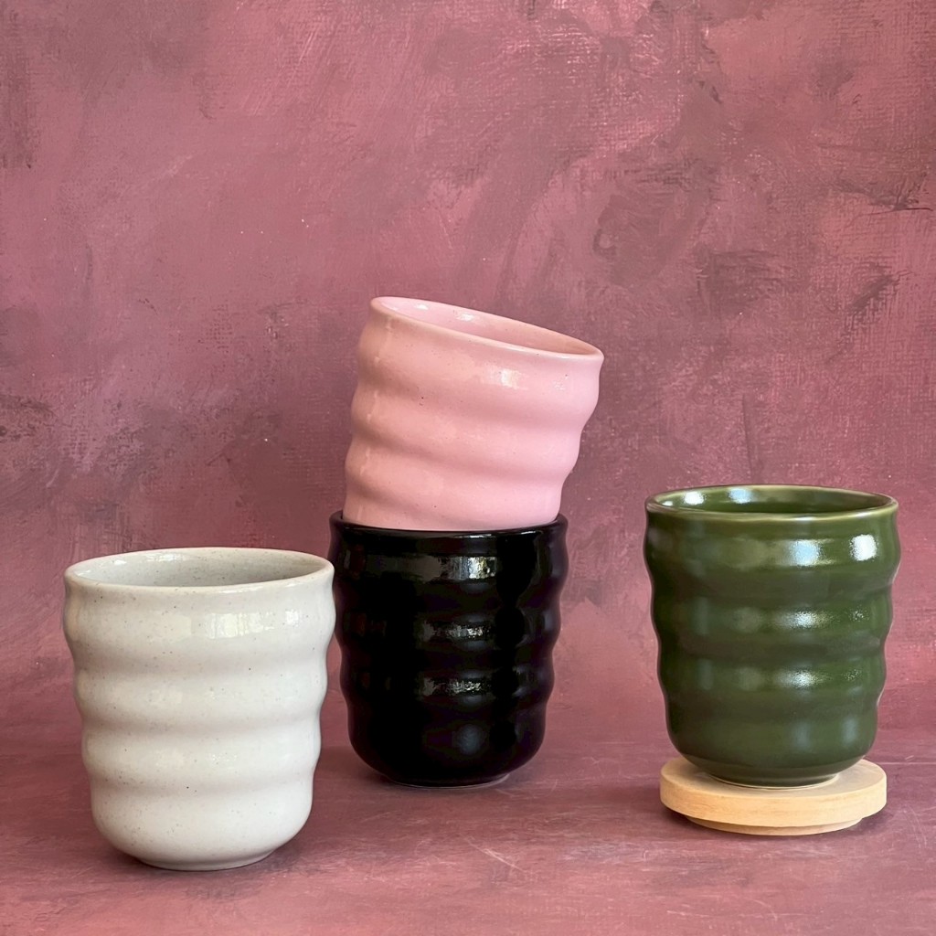 แก้วเซรามิค แก้วน้ำ แก้วชา แบบไม่มีหูจับ สามารถเข้าไมโครเวฟได้ - AT1CERAMIC