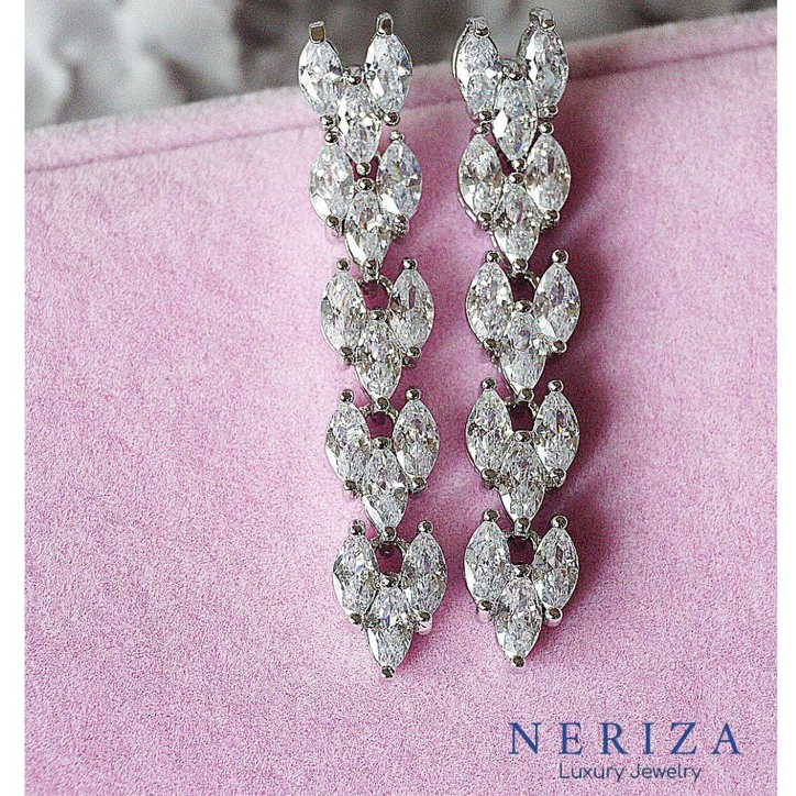 Neriza Jewelry/ต่างหูเพชรสังเคราะห์ ประกายเทียบเท่าเพชรแท้ จัดส่งพร้อมกล่อง NE092