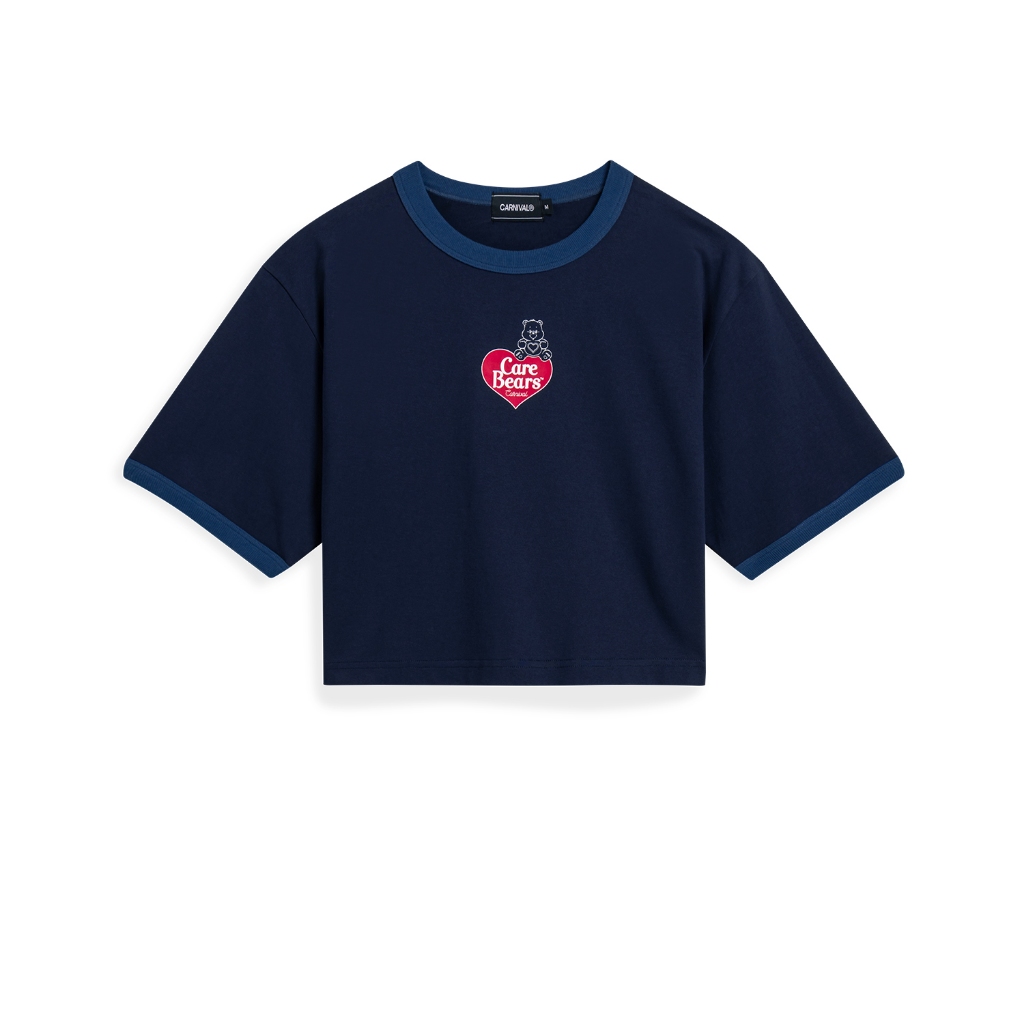CARNIVAL CNVXCARECR002NA CARE BEARS HEART CROPPED T-SHIRT NAVY