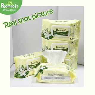 Poomsoft ผ้าเช็ดทำความสะอาดมะลิ ทิชชู่เปียก 3200แผ่น 32แพ็ค Baby Baby wipes Jasmine baby wipes