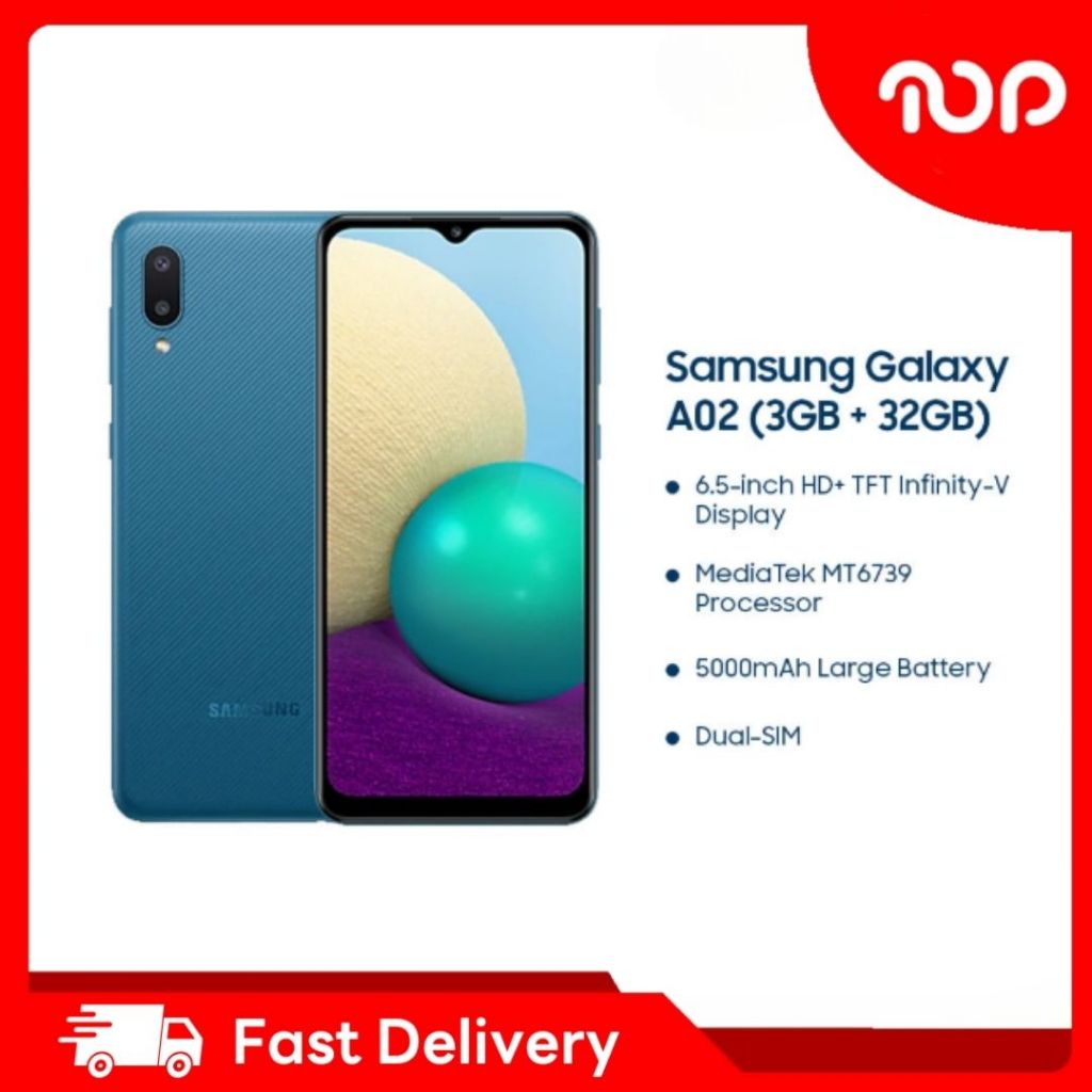 โทรศัพท์ Samsung Galaxy A02 32 GB Azul จอใหญ่ 6.5นิ้ว พร้อมส่ง