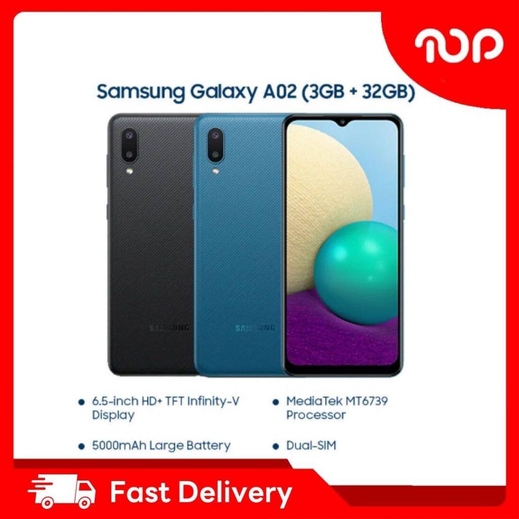 โทรศัพท์ Samsung Galaxy A02 32 GB Azul จอใหญ่ 6.5นิ้ว พร้อมส่ง