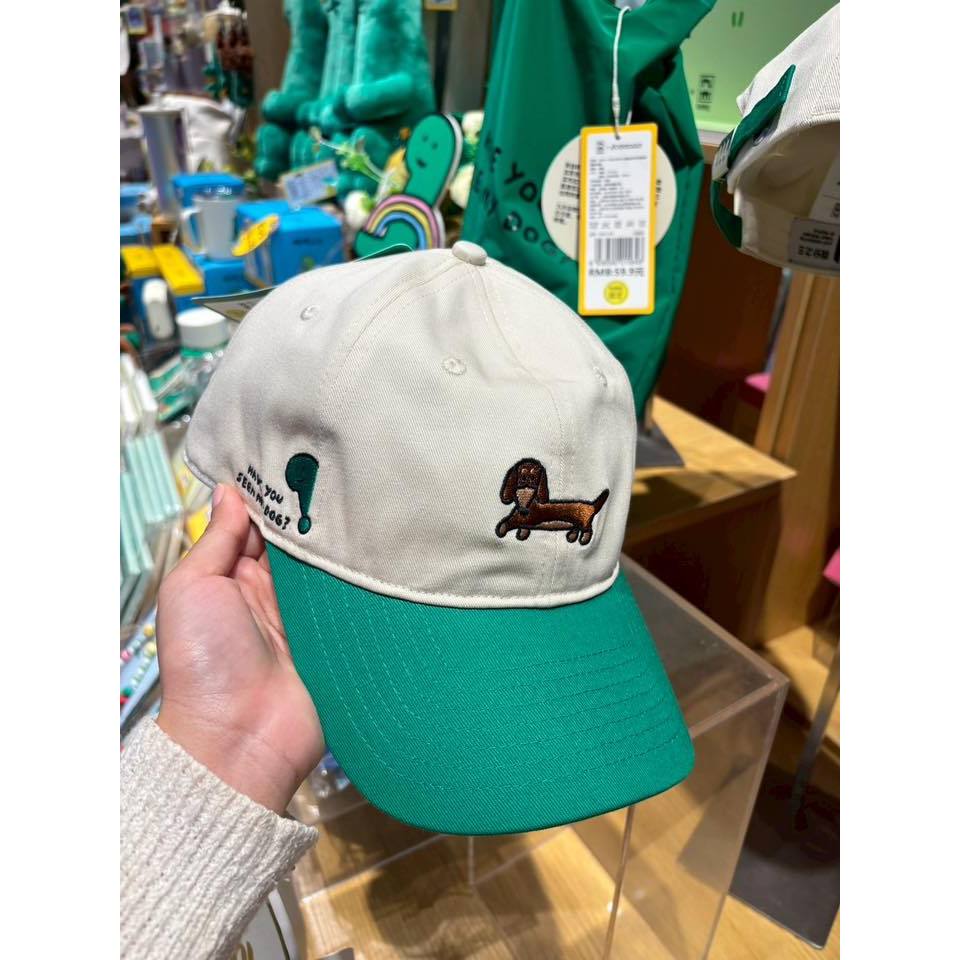 Joguman โจกูมัน / ไดโนเสาร์เขียว เกาหลี หมวกแก็ป หมวกเบสบอล เขียว ขาว ลายน่ารัก น้องเขียวแอบ หมายาว 