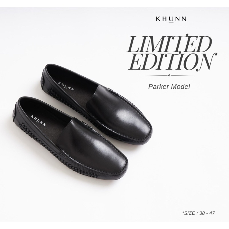 KHUNN (คุณณ์) รองเท้าหนังแท้ รุ่น Parker Limited  สีดำ