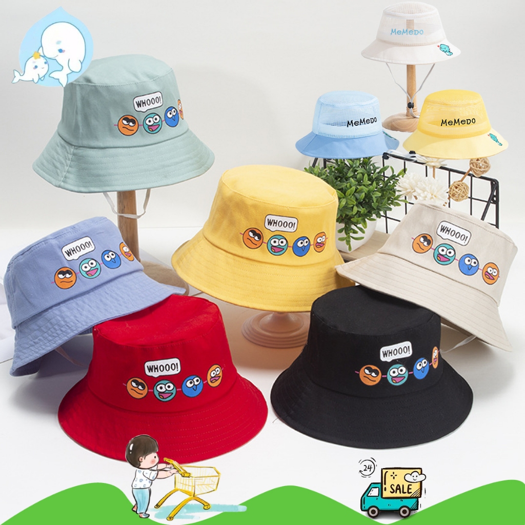 หมวกเด็ก 2-5 ขวบ หมวกบักเก็ตเด็ก แฟชั่น Bucket มีสายคล้องคาง #236