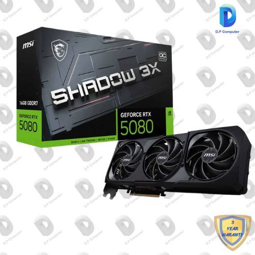 การ์ดจอ MSI GeForce RTX 5080 16GB SHADOW 3X OC GDDR7 ใส่โค้ดลด ( DPCOM5080) 10.10 เท่านั้น สินค้าใหม