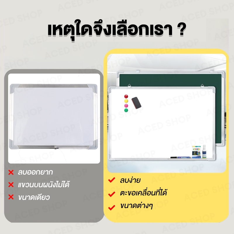 ไวท์บอร์ด แม่เหล็กดูดสองด้าน Whiteboard หมุนได้ ไวท์บอร์ดเคลื่อนที่ กระดาน สำนักงาน การสอน การวาดภาพ รับประกัน 3 ปี - รูปที่ 2