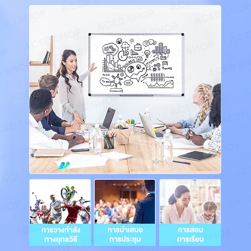 ไวท์บอร์ด แม่เหล็กดูดสองด้าน Whiteboard หมุนได้ ไวท์บอร์ดเคลื่อนที่ กระดาน สำนักงาน การสอน การวาดภาพ รับประกัน 3 ปี - รูปที่ 7