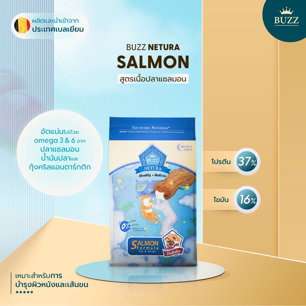 อาหารแมว Buzz Holistic Grain-free ขนาด 1 KG แบรนด์ไทยผลิตในเบลเยี่ยมและเนเธอร์แลนด์ ทานง่าย - รูปที่ 6