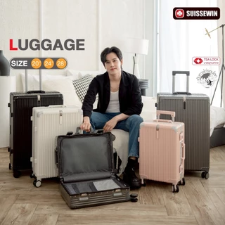 Suissewin กระเป๋าเดินทางล้อลาก เดินทางรอบโลก TSA Lock เฟรมอลูมิเนียม วัสดุPC เข้ามุมกันกระแทก มีตะขอหน้า CR95