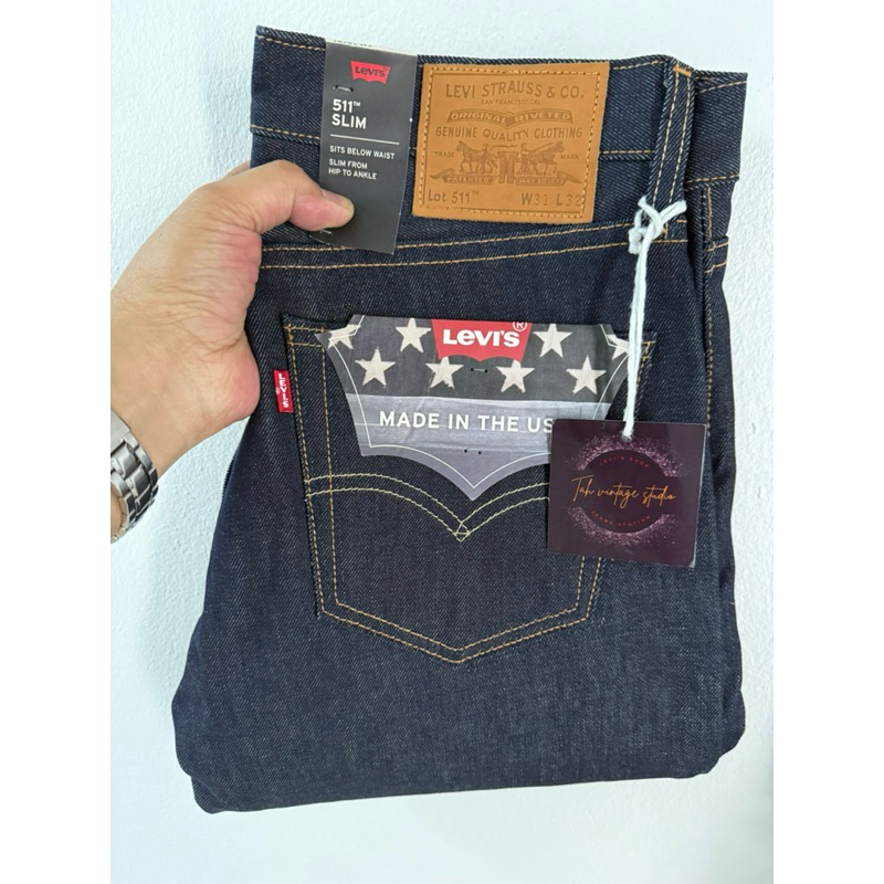 Levi’s premium 511 bigE ริมแดง Made in USA ผ้าแข็ง Size 31/32 (ขนาดจริงดูตรงรายละเอียดสินค้า)