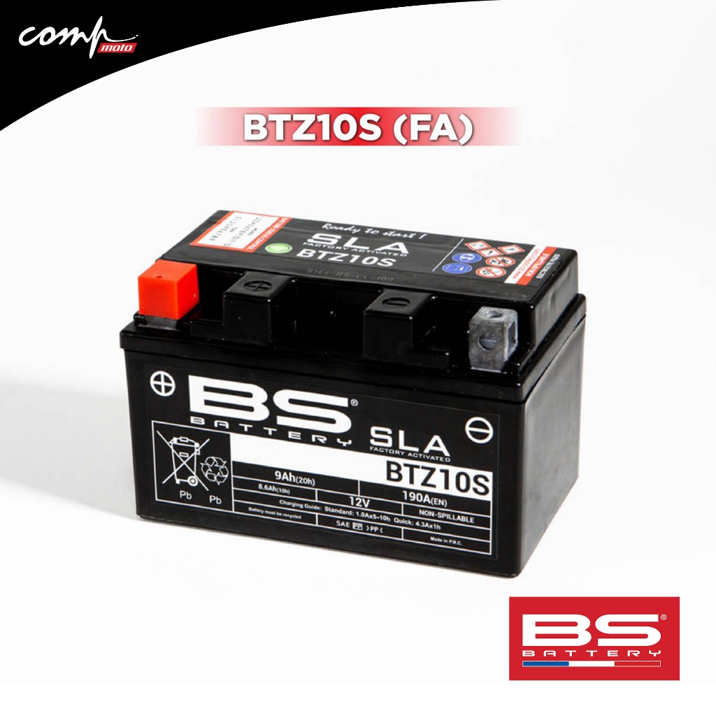 BS Battery SLA  BTZ10S (FA) แบตเตอรี่ มอเตอร์ไซค์ขนาด 7 แอมป์ ไม่ต้องเติมกรด พร้อมใช้งาน (ใช้ทดแทนYT