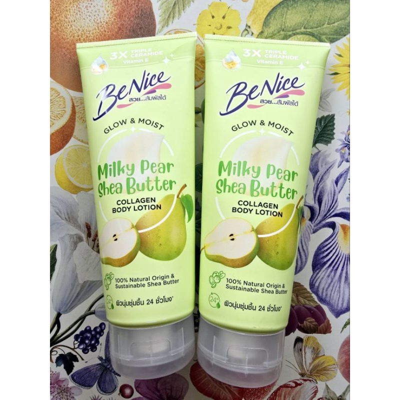 Benice Glow & Moist Milky Pear Shea Butter Collagen Body Lotion 170ml. โลชั่นผิวเนียนหอมๆ