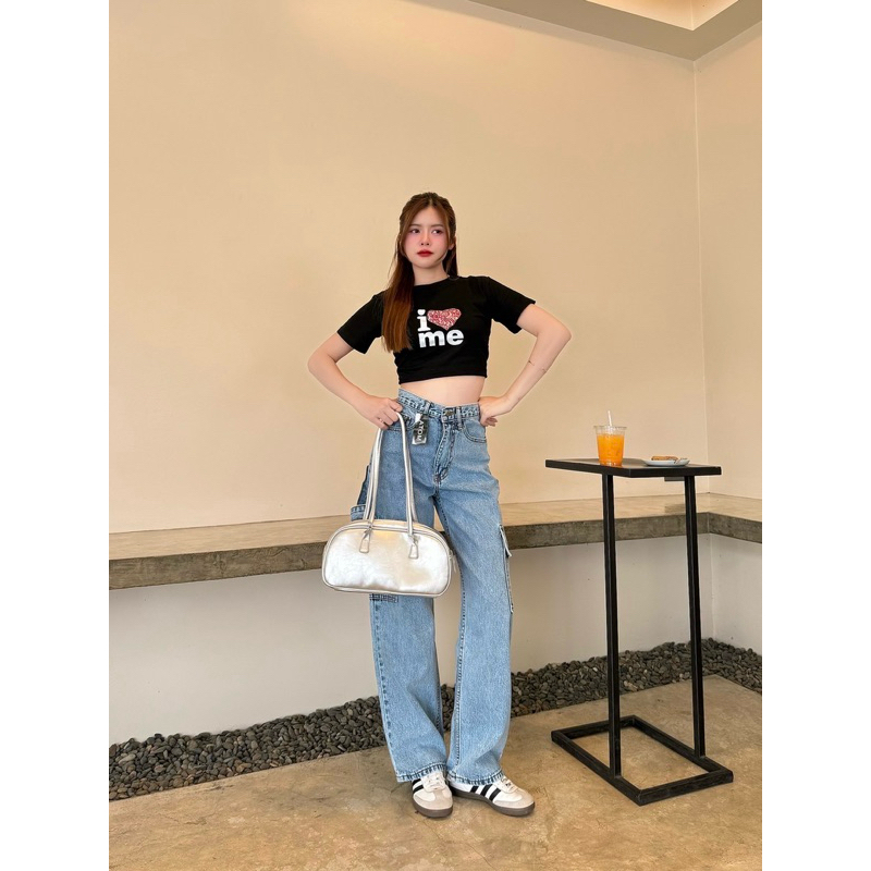 (S-38) กางเกงยีนส์ทรงกระบอกคาร์โก้ ผ้าไม่ยืด ผ้านุ่ม Atom jeans (7086)(7085)