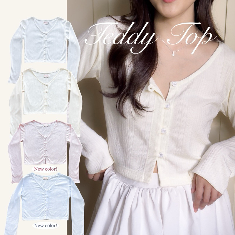 Saturday Mania | 🧸 Teddy Top เสื้อแขนยาวครอป ผ้านุ่ม กระดุมห่วง