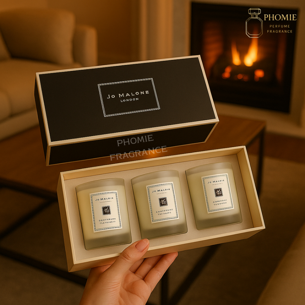 【พร้อมส่ง】เทียนหอม Jo Malone กล่อง 3 ชิ้น เทียนหอมอโรม่ากลิ่นผ่อนคลาย หอมสปา ใช้ได้ทุกโอกาส