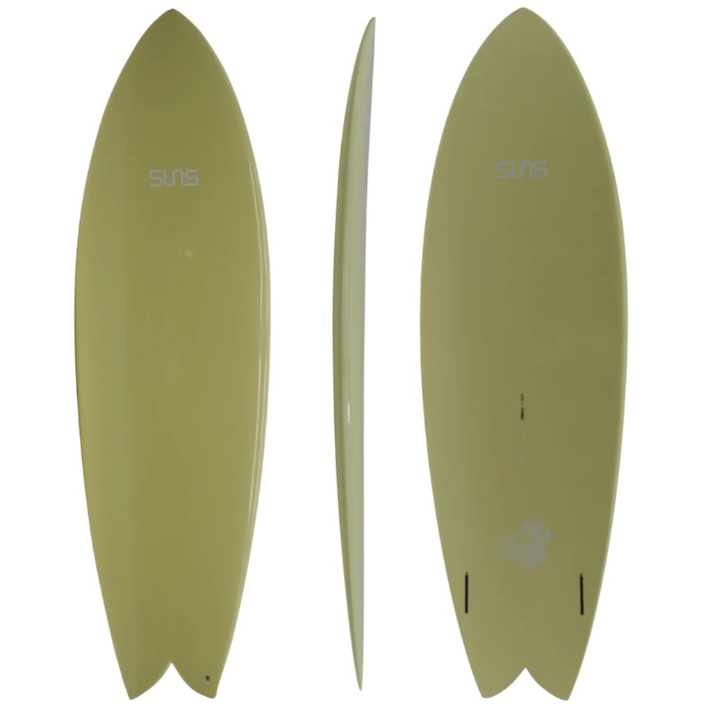 SUNS Pisces(6'2" x 21 5/16" x 2 13/16" @38.2L / EPSTec Yellow 7499C / futures. - 2 Fin Twin)
