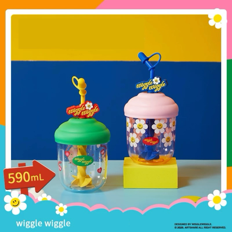 แก้วน้ำพร้อมหลอดwiggle wiggle x miniso แท้🍎🍒🌼