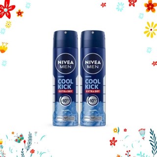 NIVEA MEN COOL KICK SPRAY นีเวีย เมน คูลคิก สเปรย์ ระงับกลิ่นกาย สำหรับผู้ชาย 150ml. 2 ชิ้น