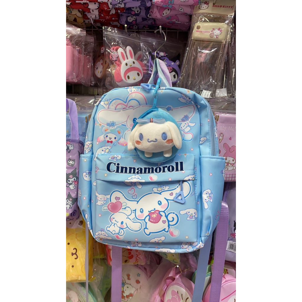 กระเป๋าเป้ผ้า สำหรับเด็ก SANRIO - ขนาด 14 นิ้ว - มีทั้งหมด 6 ลาย - พร้อมกระเป๋าใส่เหรียญห้อย - เนื้อผ้ากันน้ำ