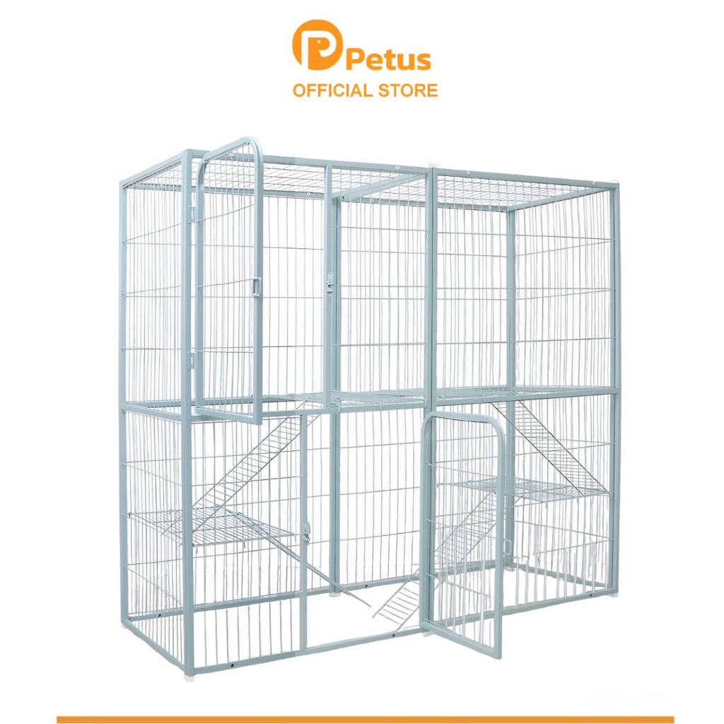 Petus【New กรงสีด้าน】กรงแมวคอนโด ซี่ห่าง 3 ซม. มี 6 ขนาด สีขาว กรงแมวขนาดใหญ่ แข็งแรง ทนทาน Cat Villa