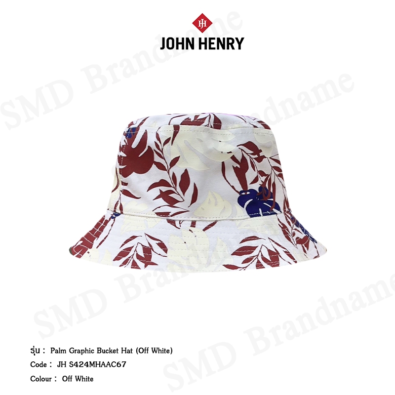 John Henry หมวกบักเก็ต รุ่น Palm Graphic Bucket Hat (Off White) Code: JH S424MHAAC67