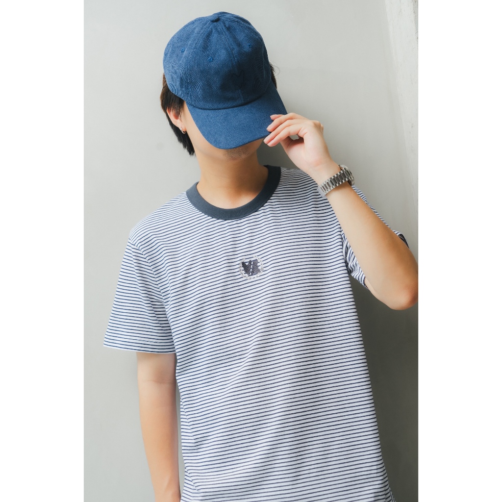 MeMo™ | NEW | เสื้อลายริ้วเมโม่ งานปักโลโก้ (Street Crest) ผ้า Cotton Soft แขนสั้น ทรง Loose fit