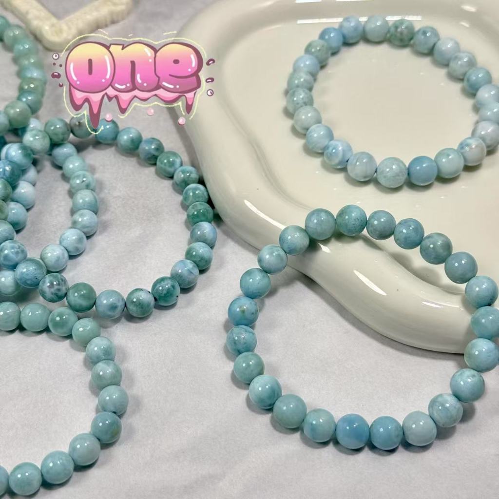 Larimar ลาริมาร์ สร้อยข้อมือ หินแห่งความรัก สงบสุข หายาก ธรรมชาติ แท้100%หินแห่งการพัฒนาความสัมพันธ์