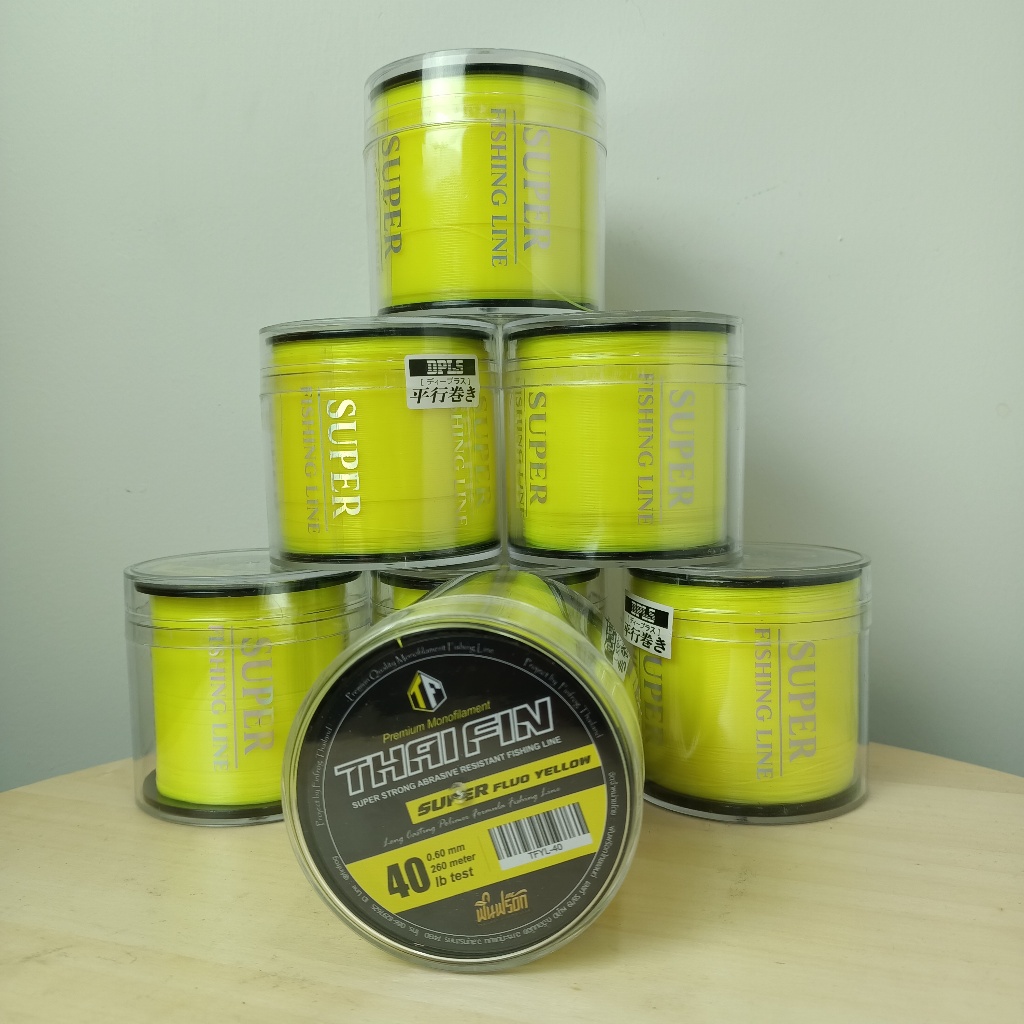 สายเอ็นไทฟิน THAIFIN SUPER FLUO YELLOW เอ็นเต็ม เหนียวมาก ใช้งานได้ทั้งกลางวันและกลางคืน ใช้งานได้ทุกสภาพหมาย