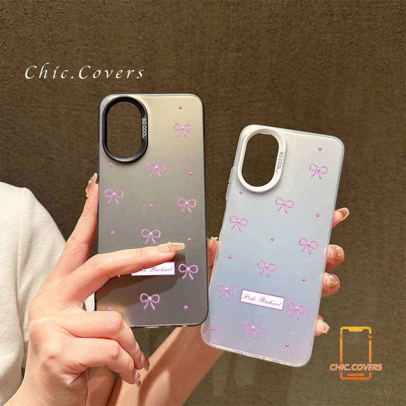 แฟชั่นไข่มุกน่ารักโบว์สีชมพูการเคลือบนุ่ม เคส OPPO A7 A15 A16 A92 A9 A95 A57 A78 A18 A94 A3 A60 A93 A98 A79 A60 A58 A3S